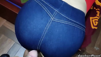 My Hot Sister shows me how her New Short Jean looks on her - And I take the opportunity to grab her Big Ass